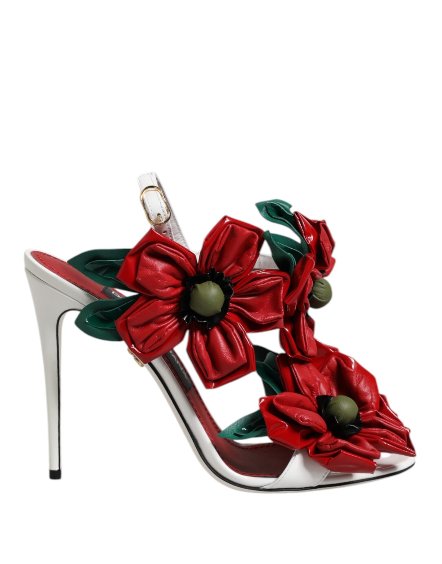 Dolce &amp; Gabbana – Sandalen aus weißem Leder mit Blumendetail