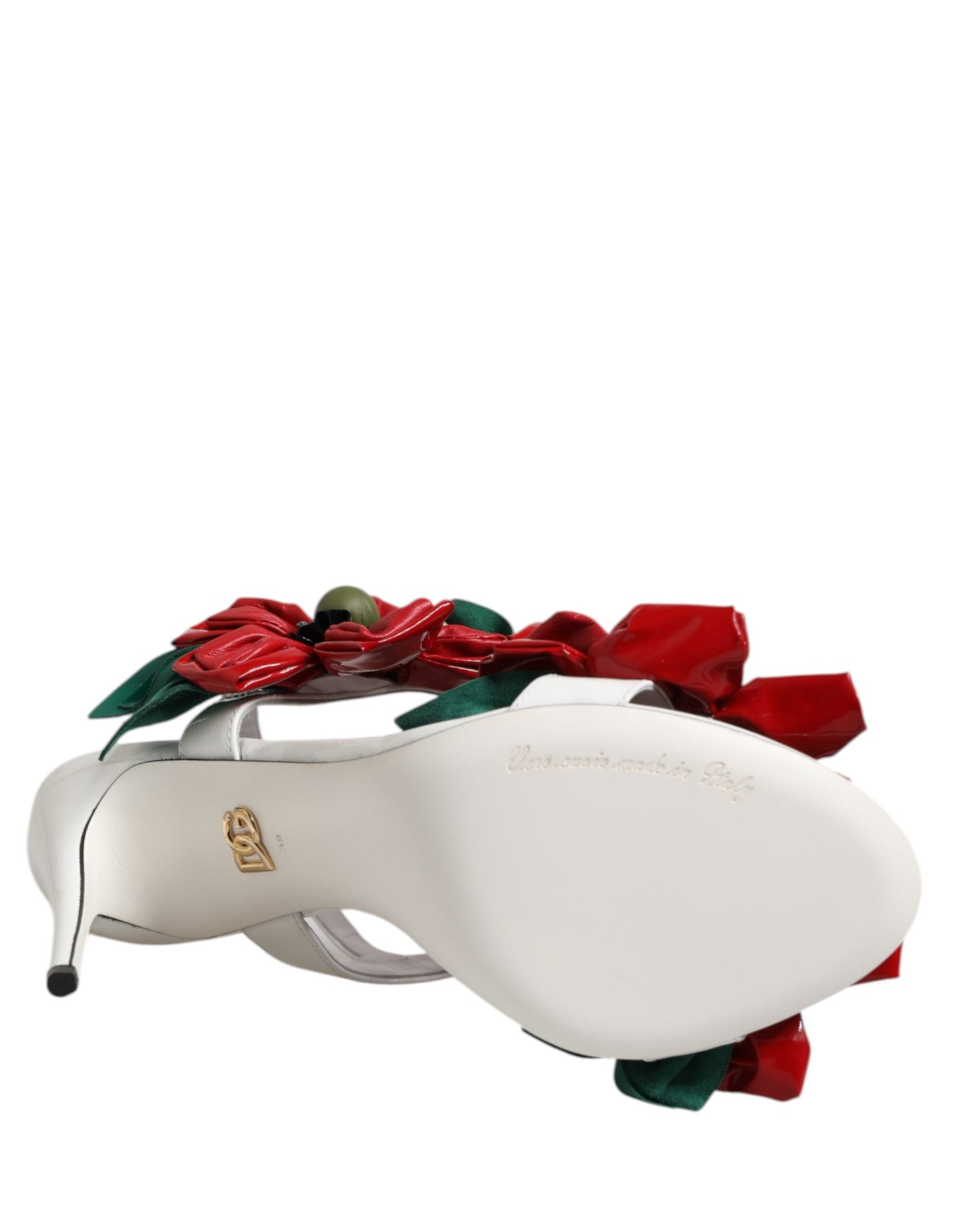 Dolce &amp; Gabbana – Sandalen aus weißem Leder mit Blumendetail
