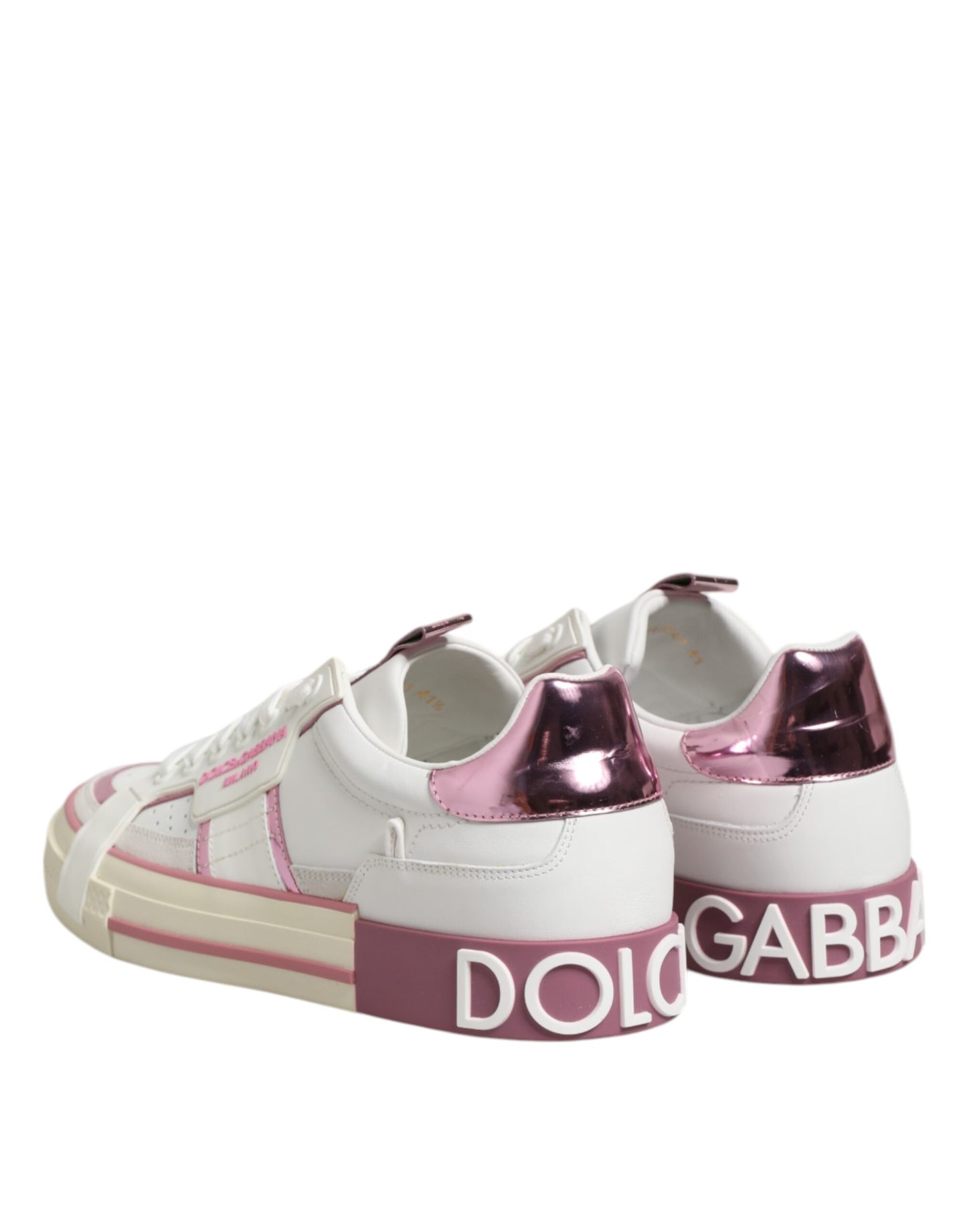 Dolce &amp; Gabbana Weiße Leder DG Logo Low Top Sneakers Schuhe