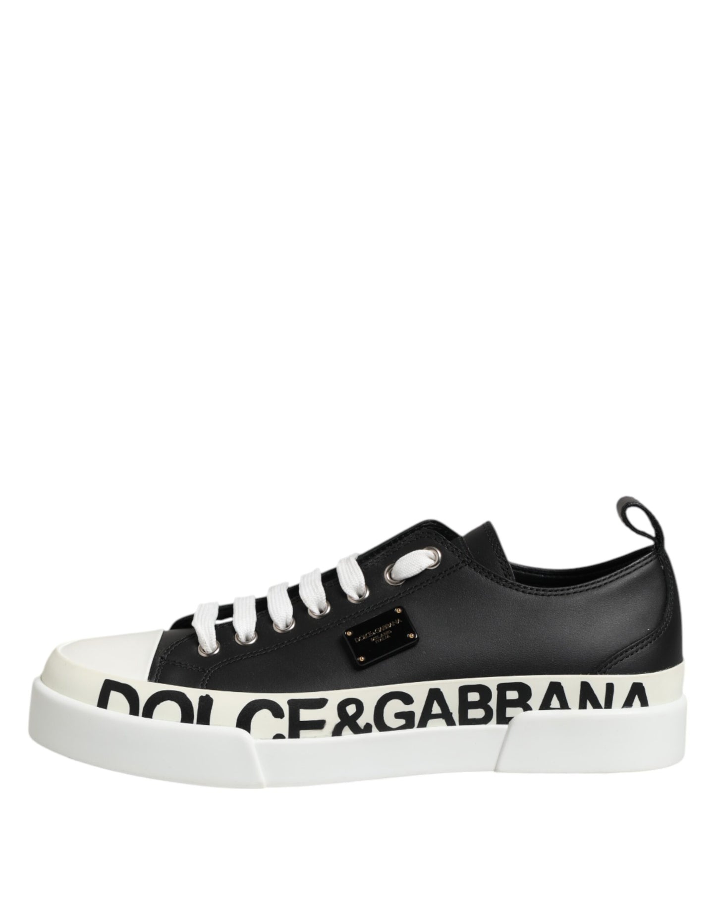 Dolce &amp; Gabbana Schwarz Weiß Leder Low Top Sneakers Schuhe
