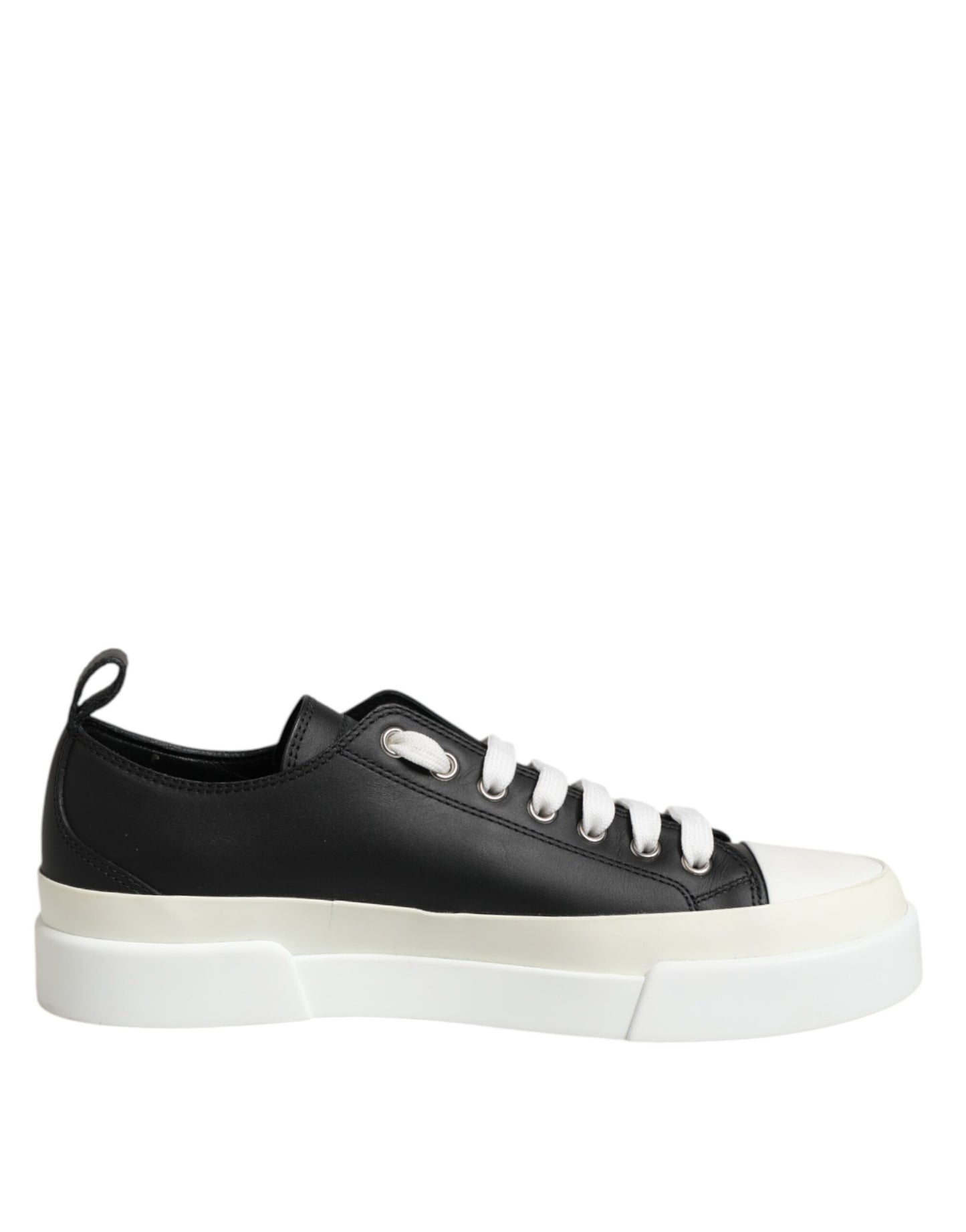 Dolce &amp; Gabbana Schwarz Weiß Leder Low Top Sneakers Schuhe