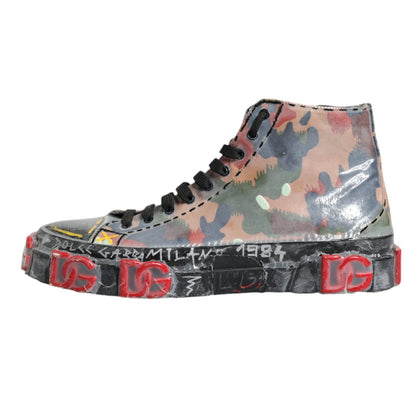 Dolce &amp; Gabbana Multicolor Camouflage High Top Sneakers Schuhe