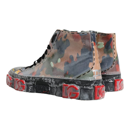 Dolce &amp; Gabbana Multicolor Camouflage High Top Sneakers Schuhe