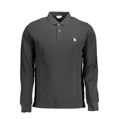 US POLO ASSN. Schwarzes Poloshirt aus Baumwolle