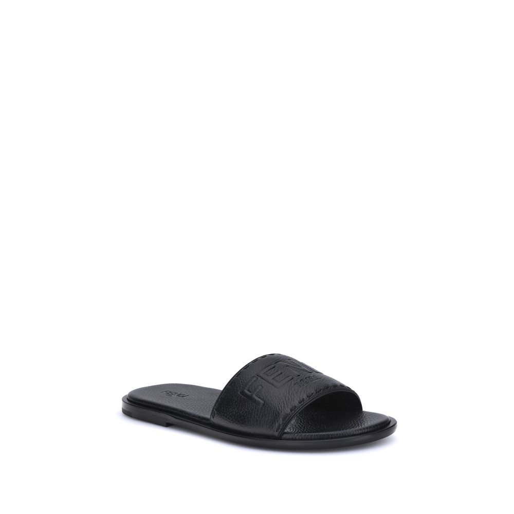 Fendi Sandalen aus schwarzem Kalbsleder, Modell Bos Taurus