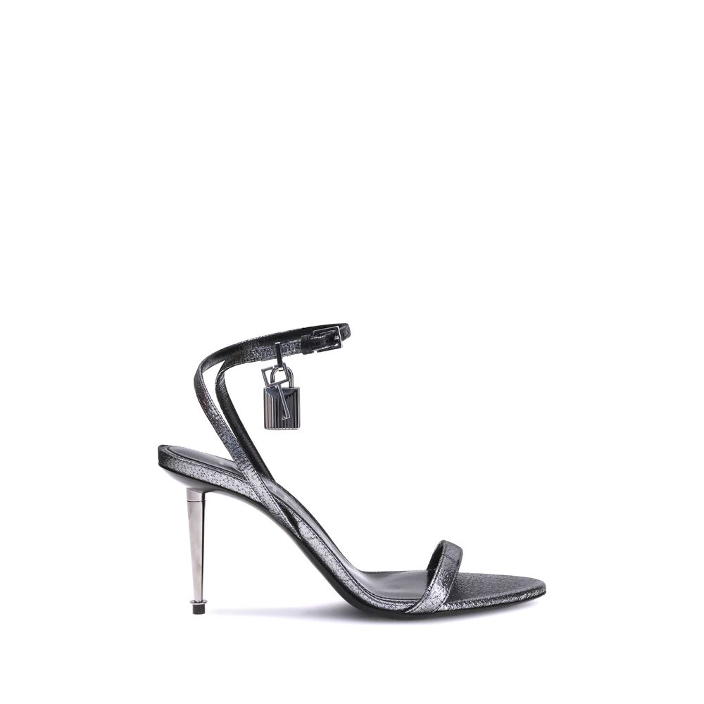Tom Ford Sandalen aus silbernem Kalbsleder mit Stiletto-Absatz (Bos Taurus)