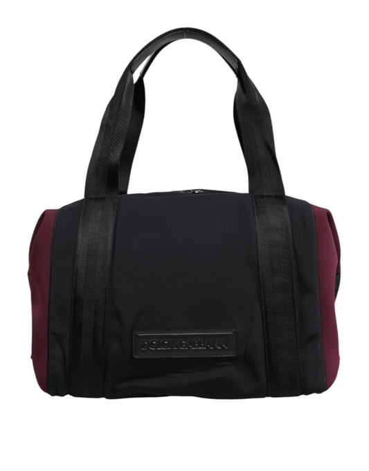 Dolce & Gabbana Black Maroon Hand Shoulder Duffel Travel Bag