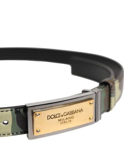 Dolce &amp; Gabbana Gürtel mit mehrfarbiger Camouflage-Logoschnalle aus Metall