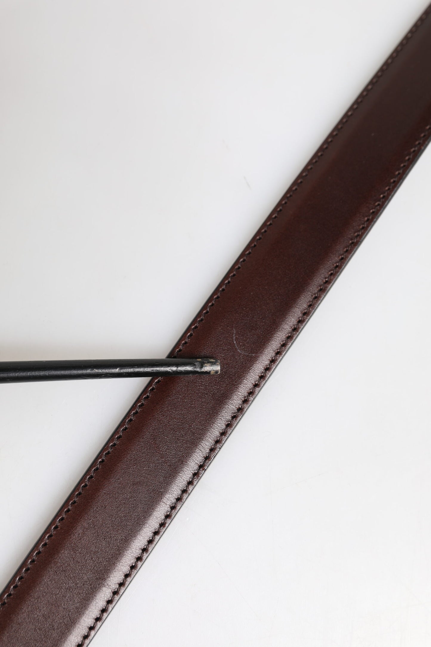 Dolce & Gabbana Brown Classic Silver Metal Logo Buckle Belt