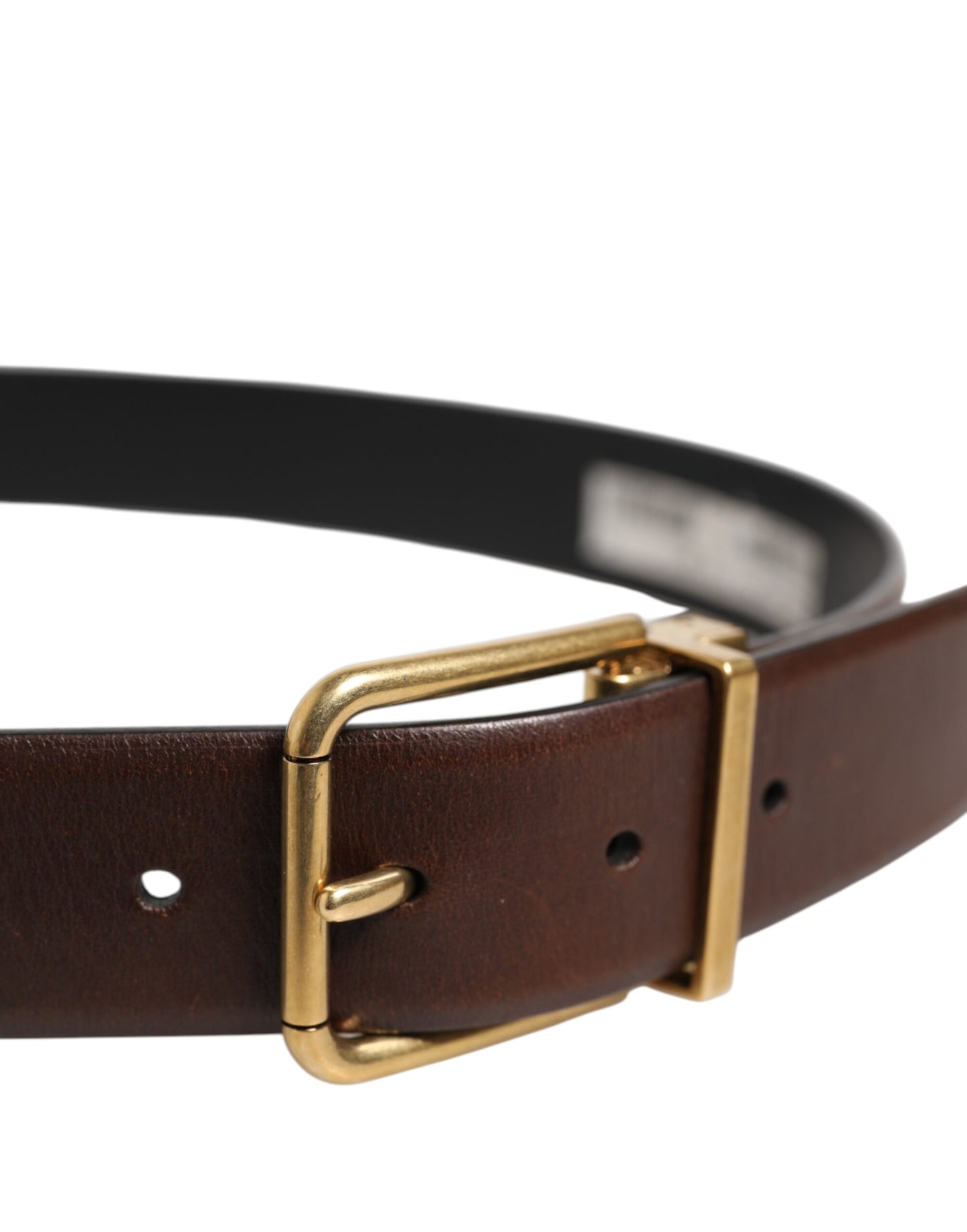 Dolce & Gabbana Brown Classic Gold Metal Logo Buckle Men Belt