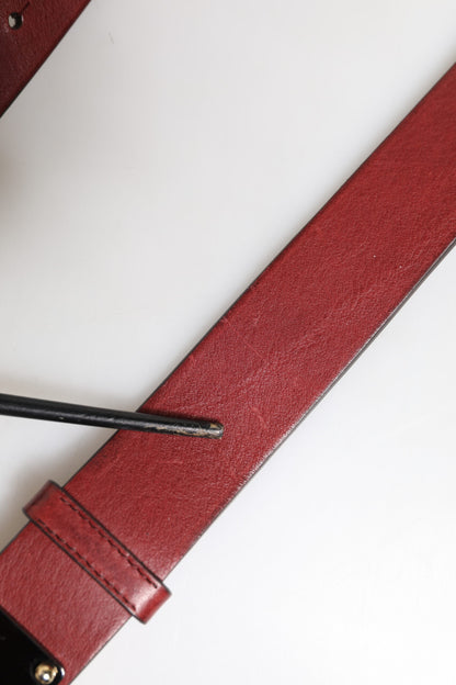 Dolce &amp; Gabbana – Klassischer Ledergürtel mit Metall-Logoschnalle in Kastanienbraun