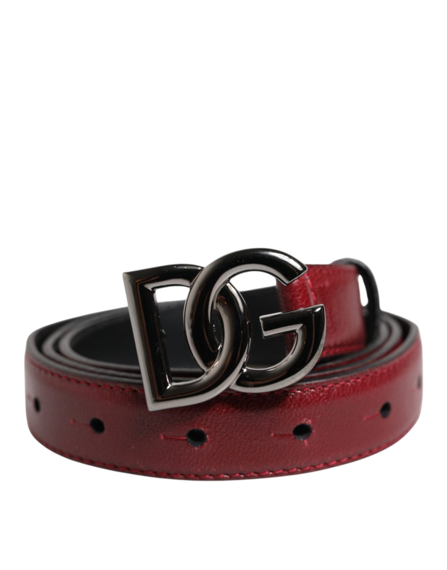 Dolce & Gabbana Red Classic Metal DG Logo Buckle Belt