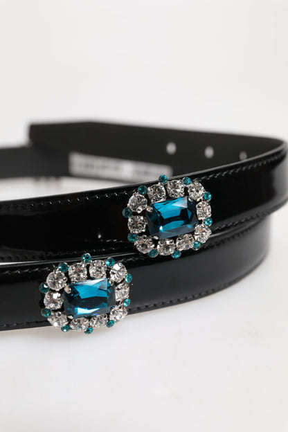 Dolce &amp; Gabbana – Schwarzer Gürtel mit verzierter Logoschnalle aus Metall