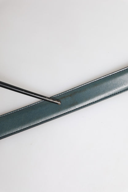 Dolce & Gabbana Green Classic Leather Metal Logo Buckle Belt