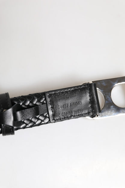 Dolce &amp; Gabbana Schwarzer klassischer Ledergürtel mit DG-Logoschnalle