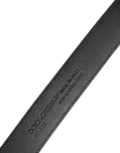 Dolce &amp; Gabbana Schwarzer Ledergürtel mit klassischer DG-Schnalle aus Metall