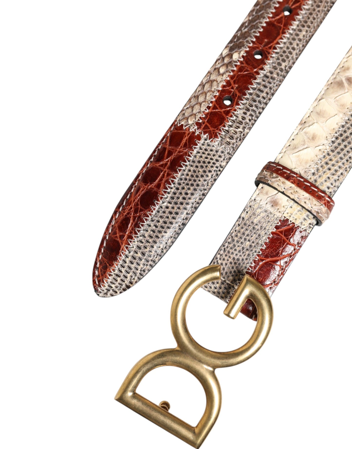 Dolce &amp; Gabbana – Mehrfarbiger Gürtel aus exotischem Leder mit DG-Logoschnalle