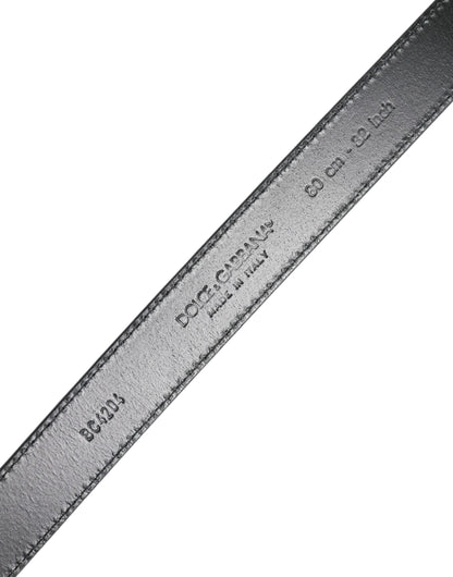 Dolce & Gabbana Blue Leather Classic Metal DG Logo Buckle Belt