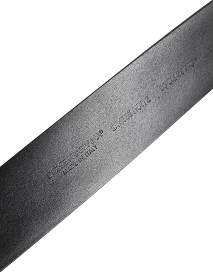 Dolce &amp; Gabbana – Schwarzer Ledergürtel mit DG-Metallschnalle und Nieten