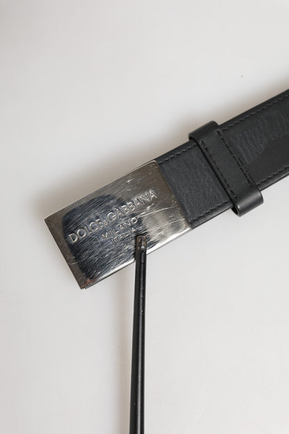 Dolce &amp; Gabbana – Klassischer Gürtel aus schwarzem Leder mit Metall-Logoschnalle