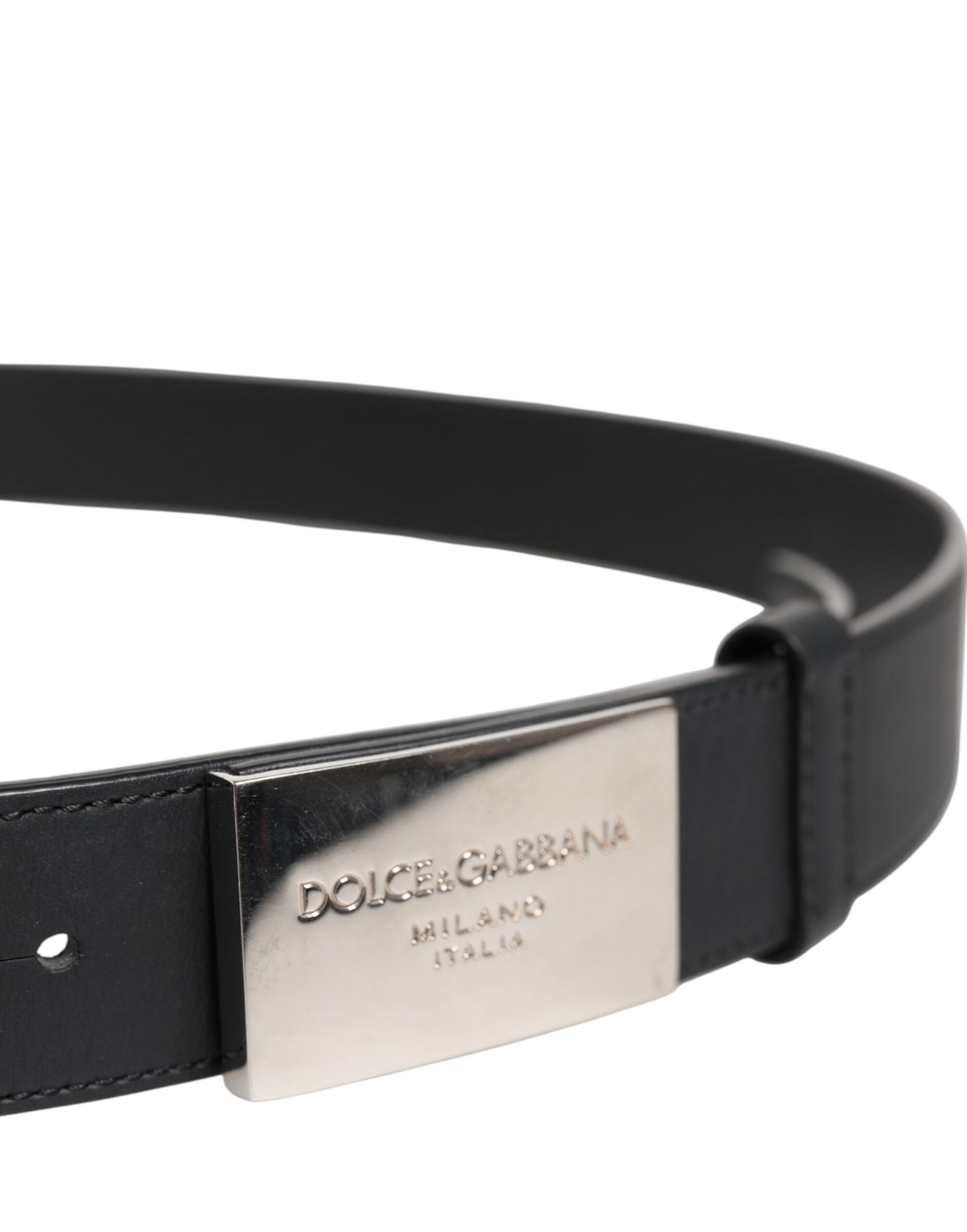 Dolce &amp; Gabbana – Schwarzer Ledergürtel mit Metall-Logoschnalle