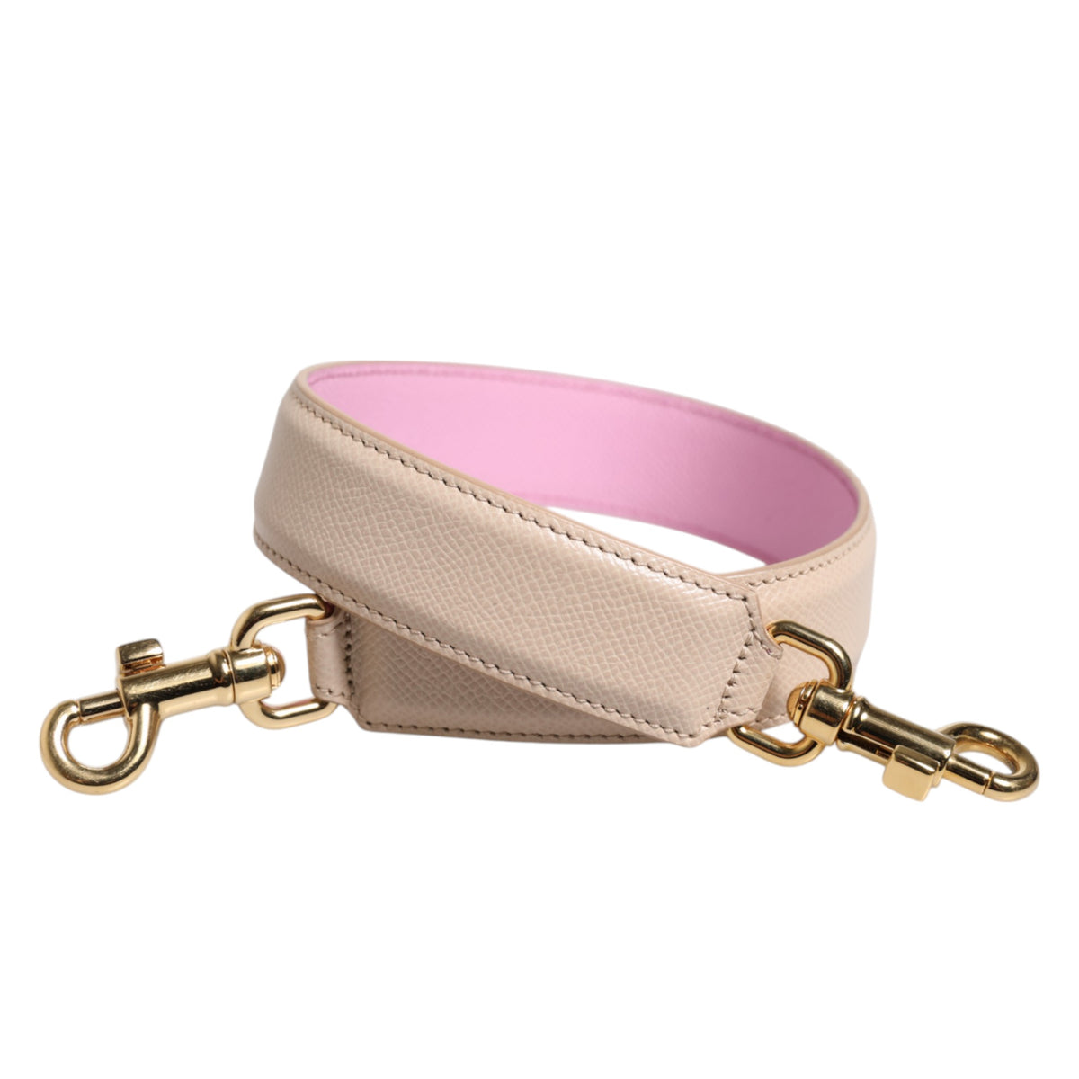 Dolce &amp; Gabbana Beige Pink Leder Handtasche Zubehör Schultergurt