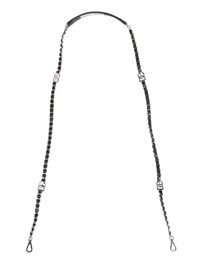 Dolce & Gabbana Black Leather DG Logo Chain Bag Shoulder Strap