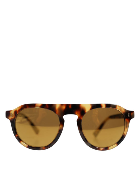 Dolce &amp; Gabbana – Runde Sonnenbrille aus Azetat mit Leopardenmuster in Braun
