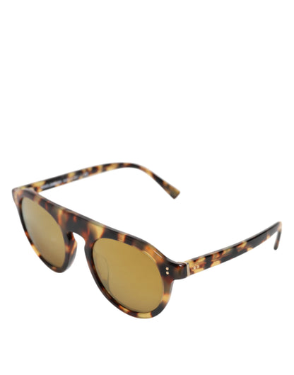 Dolce &amp; Gabbana – Runde Sonnenbrille aus Azetat mit Leopardenmuster in Braun