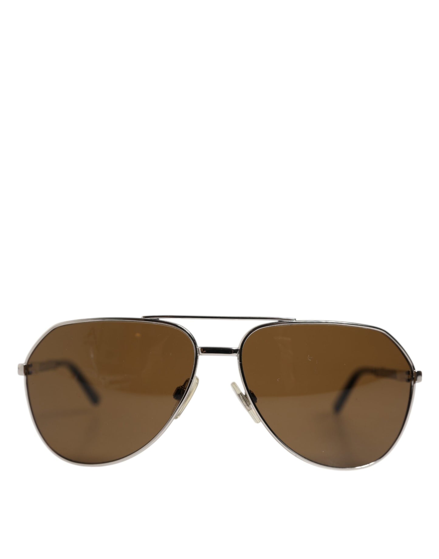 Dolce &amp; Gabbana DG2073 Klassische Pilotensonnenbrille aus silbernem Stahl mit braunen Gläsern