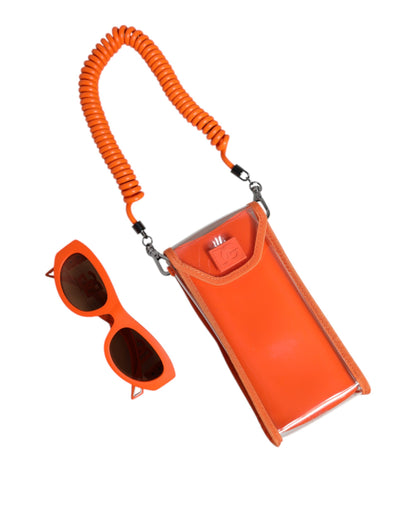 Dolce &amp; Gabbana – Orangefarbene Sonnenbrille „Reborn To Live“ mit ovalem Rahmen und Logo