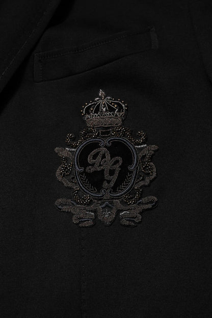 Dolce &amp; Gabbana – Blazer-Manteljacke aus schwarzer Viskose mit DG-Krone