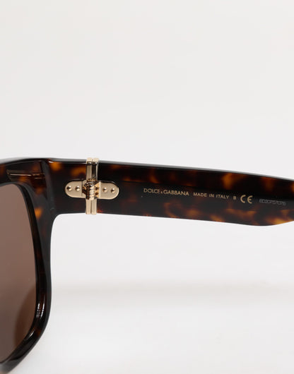 Dolce &amp; Gabbana Dunkelbraune Havanna DG4398F Sonnenbrille mit quadratischem Rahmen