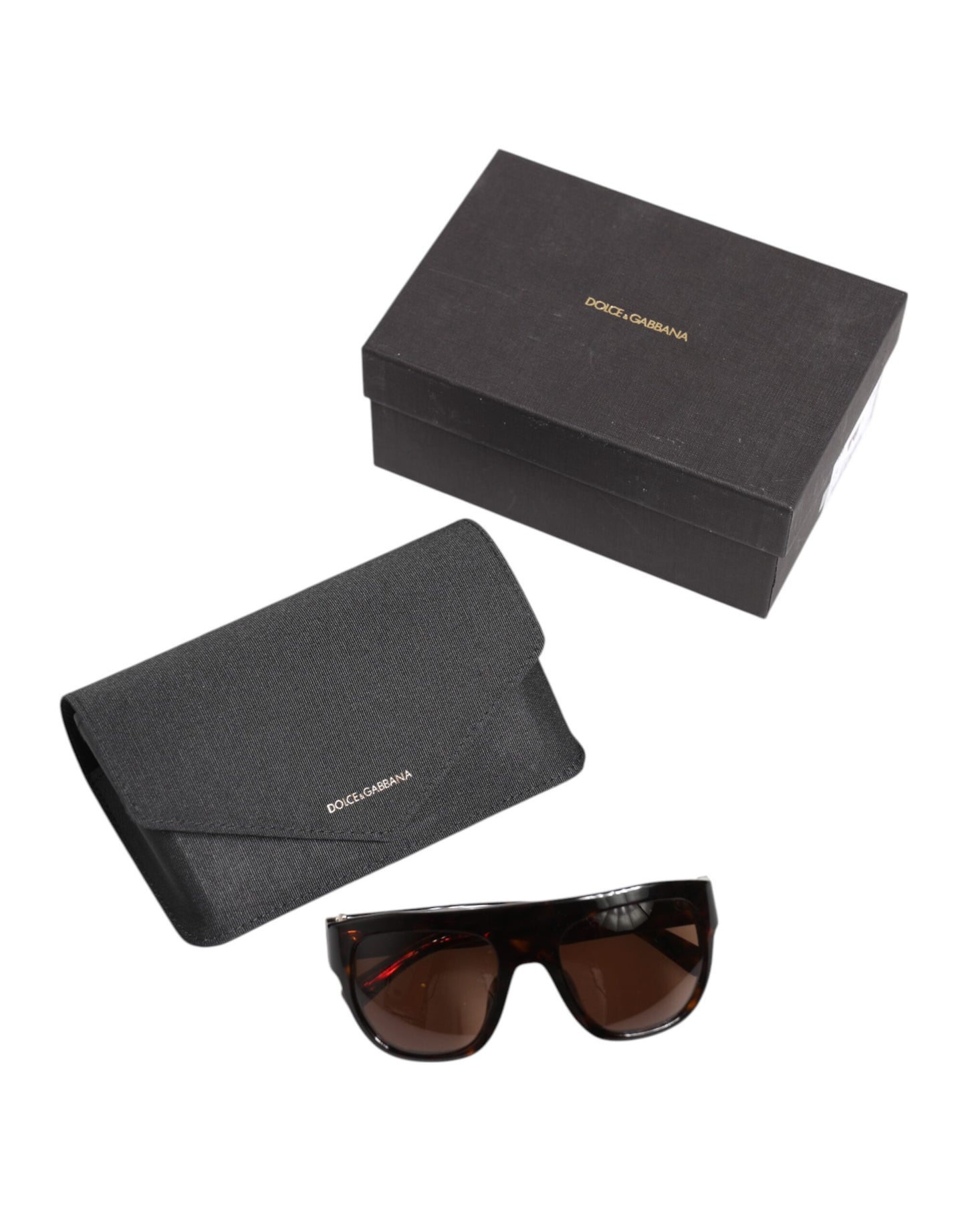 Dolce &amp; Gabbana Dunkelbraune Havanna DG4398F Sonnenbrille mit quadratischem Rahmen