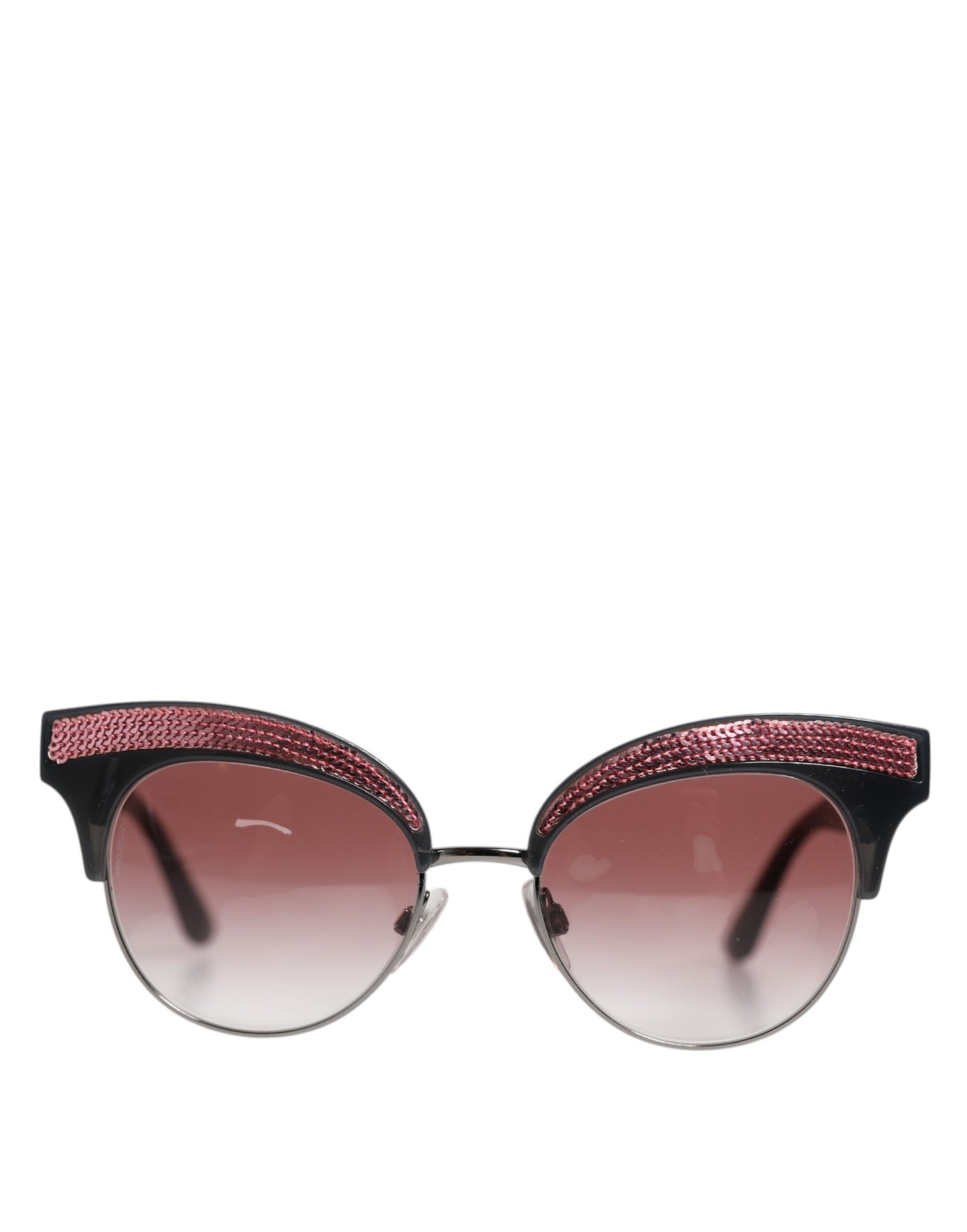 Dolce &amp; Gabbana – Cat-Eye-Sonnenbrille mit Pailletten in Schwarz und Rosa, verspiegelt, DG6109