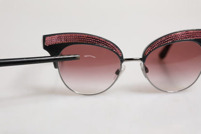 Dolce &amp; Gabbana – Cat-Eye-Sonnenbrille mit Pailletten in Schwarz und Rosa, verspiegelt, DG6109