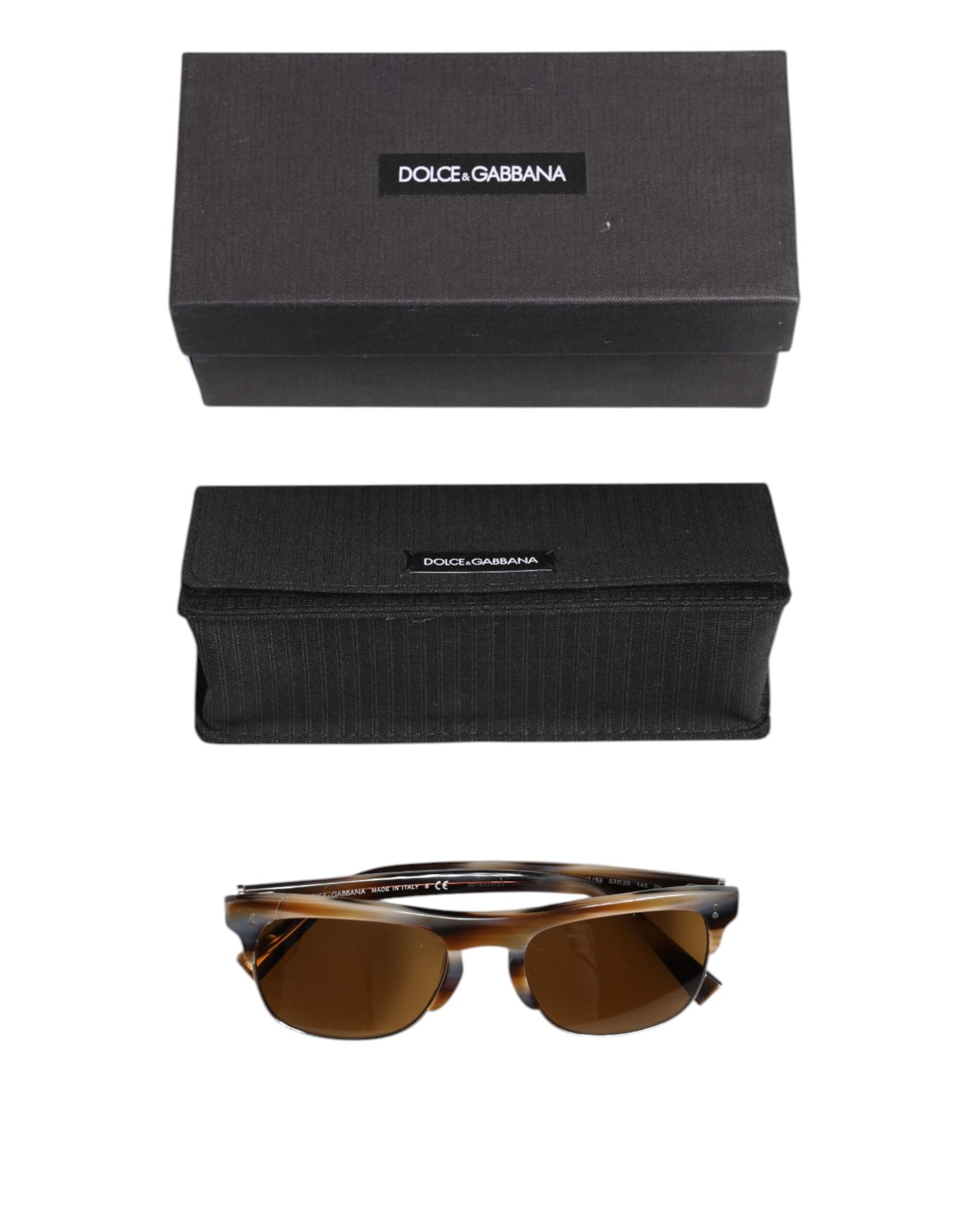 Dolce &amp; Gabbana Braun gestreifte Acetat-Sonnenbrille DG4305