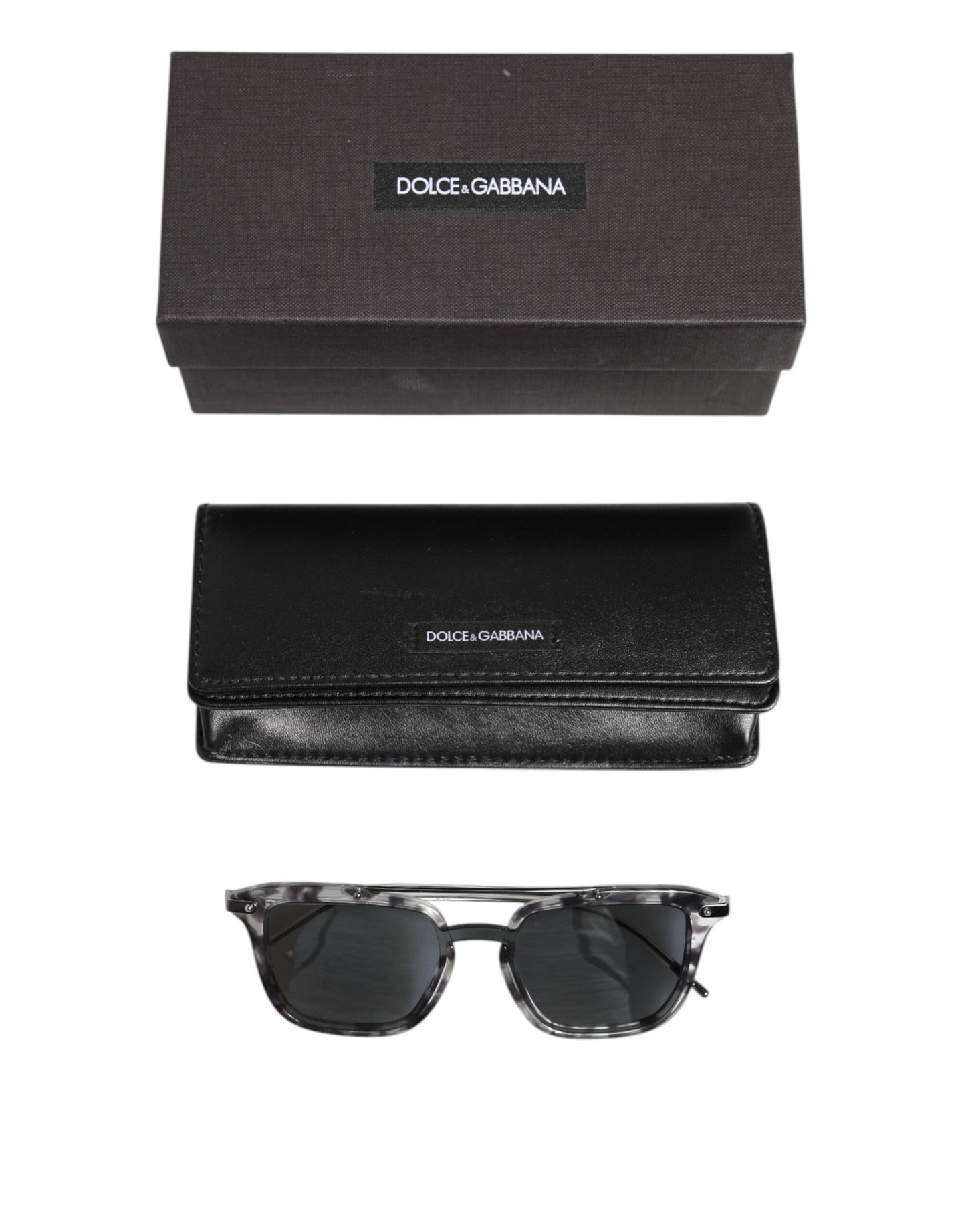 Dolce &amp; Gabbana Grau Havana Acetat Square DG4327 Brillen Sonnenbrille