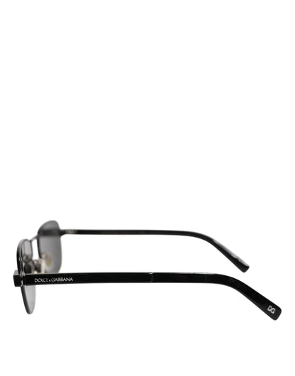 Dolce &amp; Gabbana Sonnenbrille mit schwarzem Metallrahmen und quadratischen Gläsern, DG2222