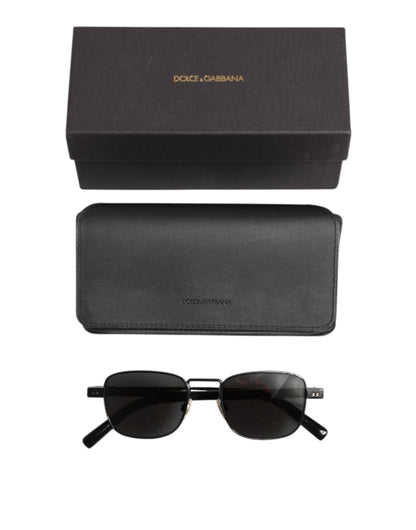 Dolce &amp; Gabbana Sonnenbrille mit schwarzem Metallrahmen und quadratischen Gläsern, DG2222