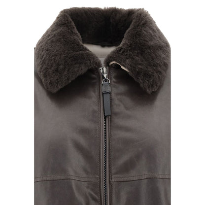 Brunello Cucinelli Lederjacke in Braun