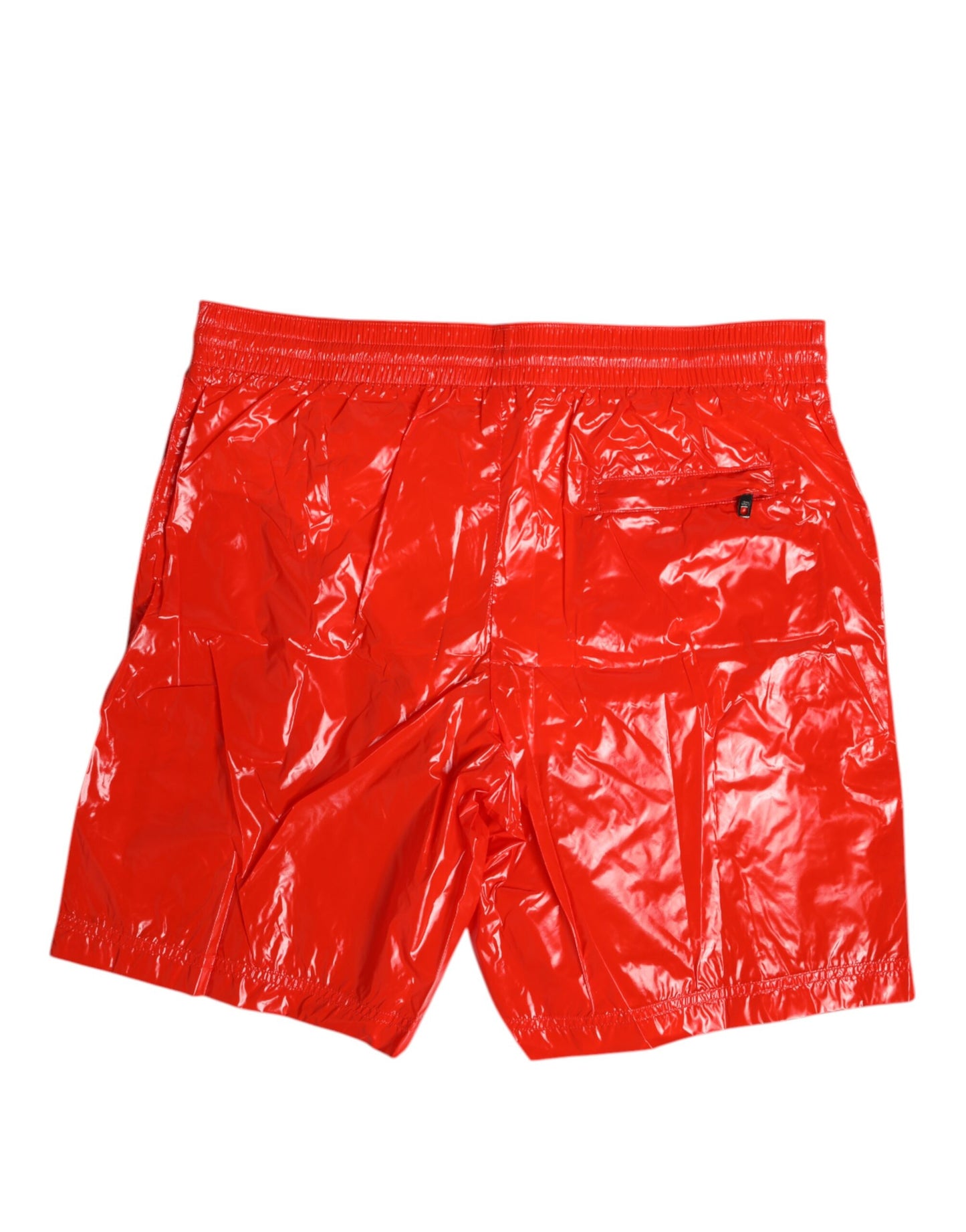 Dolce &amp; Gabbana Rote Nylon-Strandshorts mit Kordelzug