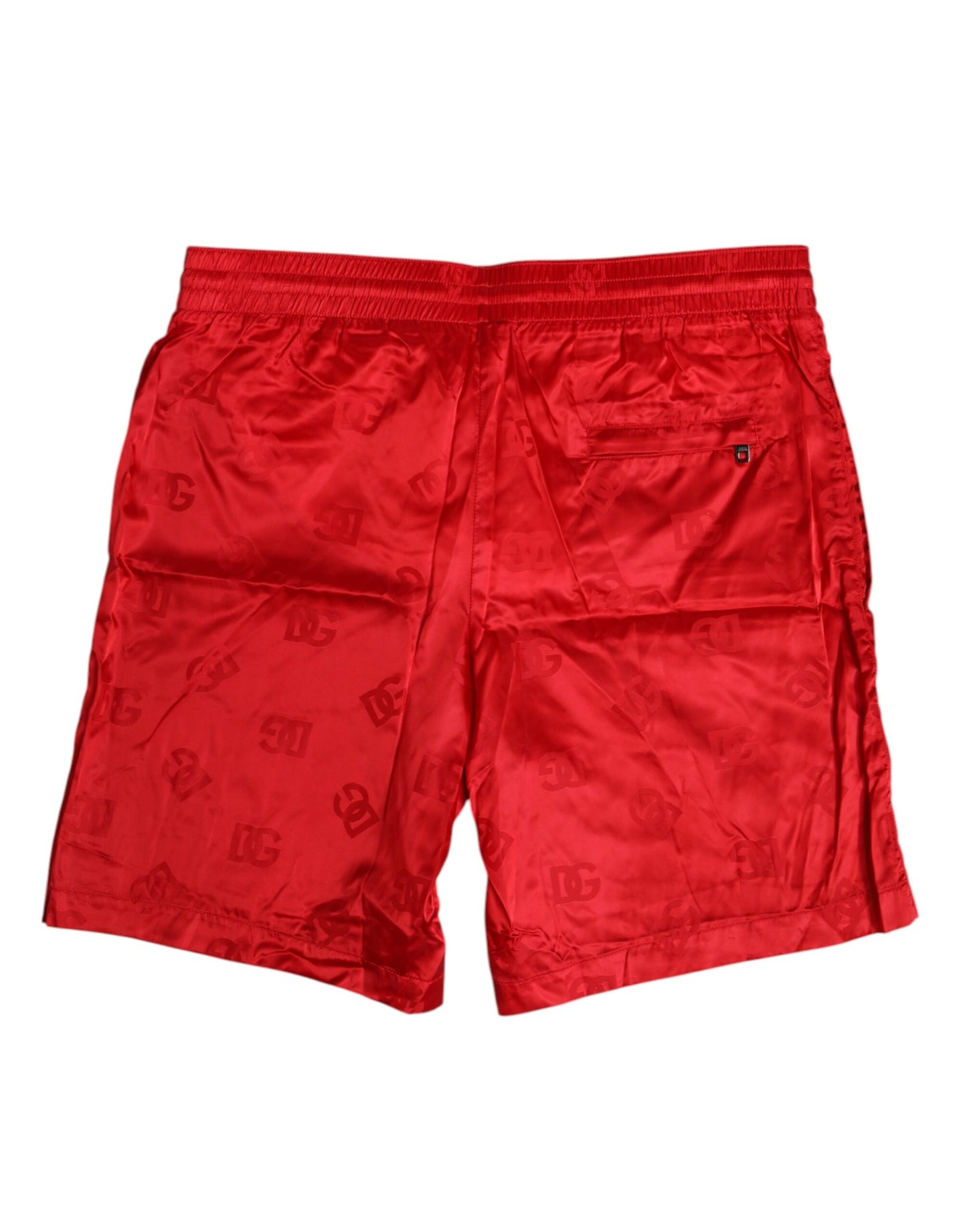 Dolce &amp; Gabbana Rote Nylon-Strandshorts mit Kordelzug