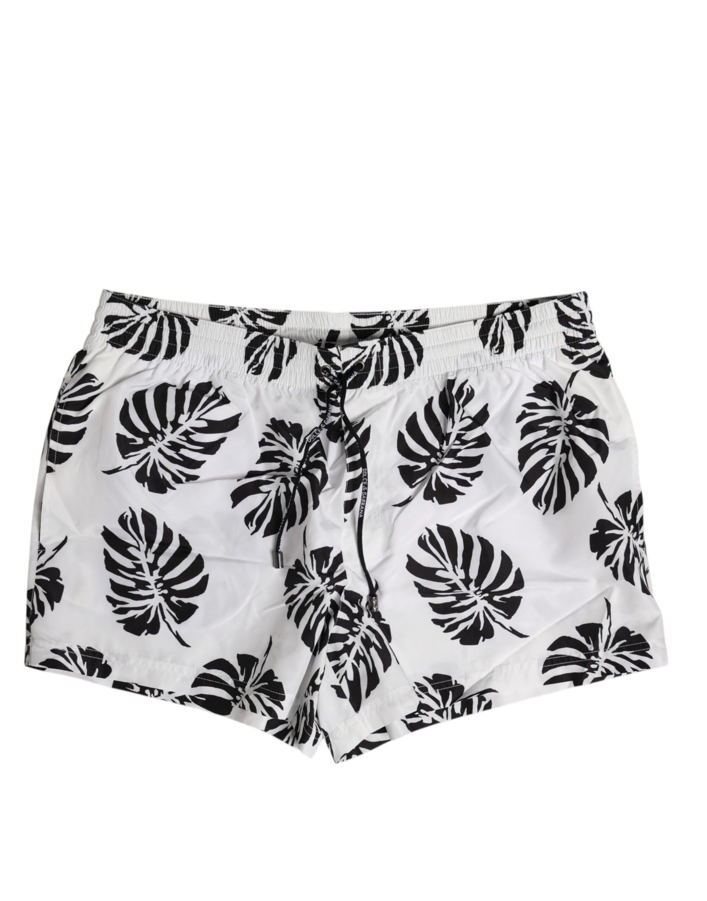 Dolce &amp; Gabbana Weiß Schwarz Print Beachwear Shorts Bademode