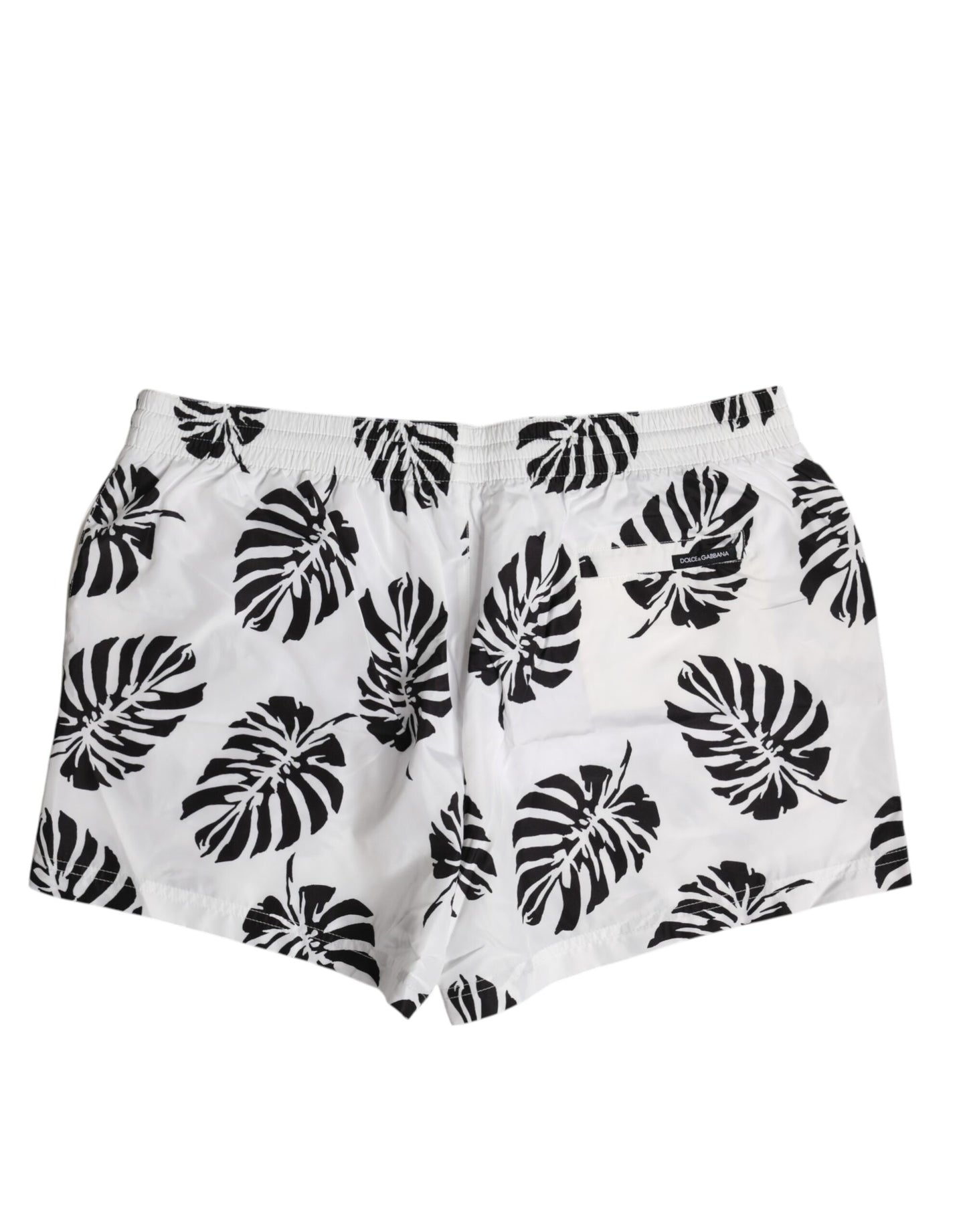 Dolce &amp; Gabbana Weiß Schwarz Print Beachwear Shorts Bademode