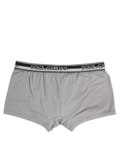 Dolce &amp; Gabbana – Graue Boxershorts aus Baumwollstretch in regulärer Passform