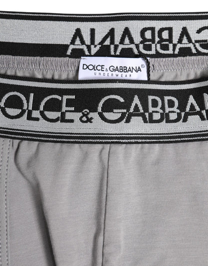 Dolce &amp; Gabbana – Graue Boxershorts aus Baumwollstretch in regulärer Passform