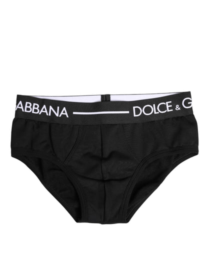 Dolce &amp; Gabbana – Schwarze Slips aus Baumwollstretch in normaler Passform