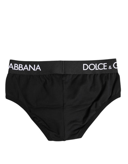 Dolce &amp; Gabbana – Schwarze Slips aus Baumwollstretch in normaler Passform