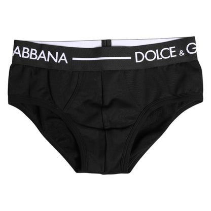 Dolce &amp; Gabbana – Schwarze Slips aus Baumwollstretch in normaler Passform